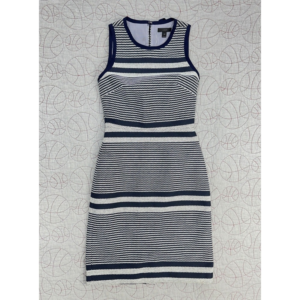 J.Crew Sheath Dress Navy White Striped Tweed G2448 / Womens 00